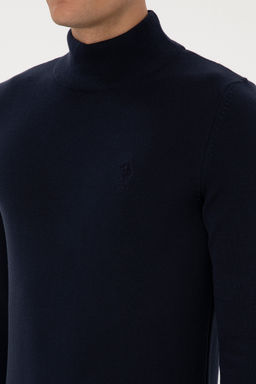 Erkek Slim Fit Yar_m Bal_k__ Yaka Lacivert Basic Kazak - U.s. polo assn фото 14