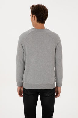 Erkek Gri Melanj Basic Sweatshirt