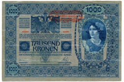 1000 крон 1902 года Австрия Надпечатка