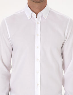 Beyaz Slim Fit Uzun Kollu Basic G_mlek - Cacharel фото 6