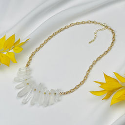 Колье на цепочке с необработанным Горным Хрусталем 44 см +