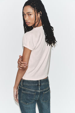 CAMISETA R?STICA VOLUMEN / Blanco roto - Zara фото 2