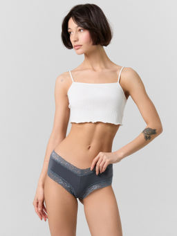 Цена за 2 штуки! Трусы бразилиана женские серые с кружевом