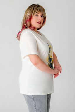 Арт. 3-1149 Футболка женская 50-58 (5 шт) Цвет:молочный - Калинка фото 5