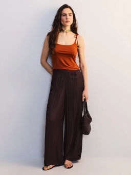 Брюки-палаццо с эластичным поясом из жатой ткани ZR2605012120-27 / Zarina