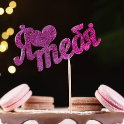 Цена за 10 шт. Топпер Я люблю тебя фиолетовый глиттер 15х7,3 см - Дарим красиво фото 2