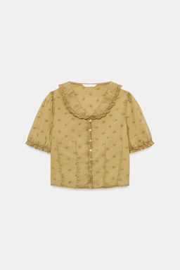 CAMISA CUELLO BOBO BORDADOS / Mostaza - Zara фото 2