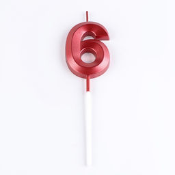 Цена за 2 шт. Свеча в торт на шпажке «Цифра 6», красная, 5 см