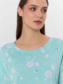 Сорочка ночная женская зеленая с цветочным принтом - Mark formelle фото 4