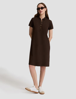 Kahverengi Polo Yaka A Kesim _rme Elbise
