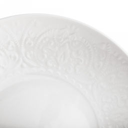 "Русь" Тарелка глубокая фарфоровая д200мм h37мм, 500мл, белый, рельефный декор (Китай)