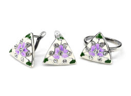 Кольцо и Серьги с горячей эмалью размер 17