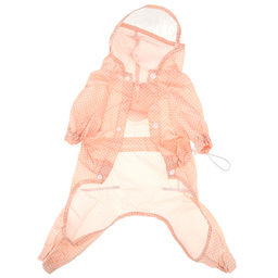 Пэт тойс (Pet toys) Одежда для собаки Комбинезон Горошек с капюшоном, прозрачный ПВХ козырек, на кнопках р-р L, длина спинки 30см/обхват груди 42см/обхват шеи 36см, цвет-персиковый, плащевка (Китай) - Домашняя мода фото 3