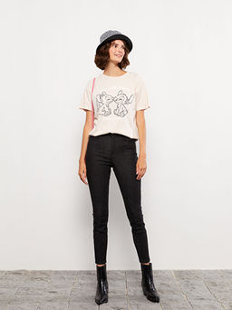 Kad?n Y?ksek Bel Slim Fit D?z Jean Pantolon