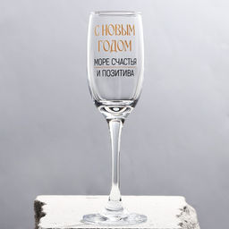 Бокал для шампанского новогодний Море счастья и позитива, 200 мл