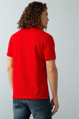 Мужская красная базовая футболка с воротником-поло - U.s. polo assn фото 4