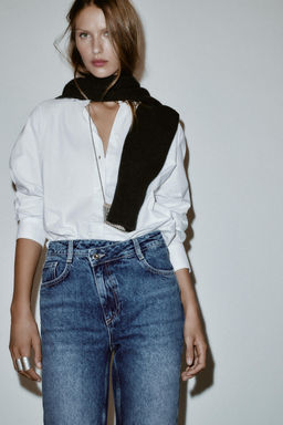 JEANS Z.09 STRAIGHT HIGH-WAIST CROSS-OVER WAISTBAND - Zara фото 3