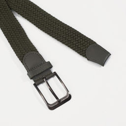 Ремень мужской, ширина 3,5 см, резинка-плетёнка, пряжка металл, цвет оливковый - Simaland фото 2