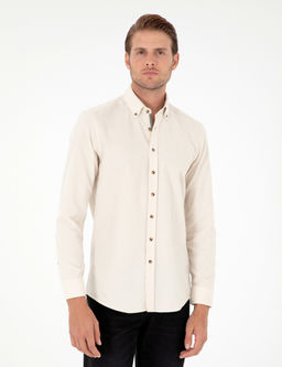 Bej Slim Fit Uzun Kollu G_mlek