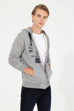 U. S. Polo Assn / Мужской серый меланжевый вязаный кардиган - U.s. polo assn фото 7