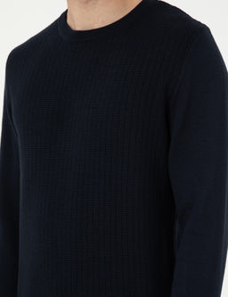Lacivert Regular Fit Bisiklet Yaka Y_n Kar___ml_ Triko Kazak - Pierre cardin фото 7