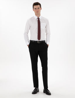 Beyaz %100 Pamuk Parlak Saten Regular Fit Uzun Kollu Basic G_mlek