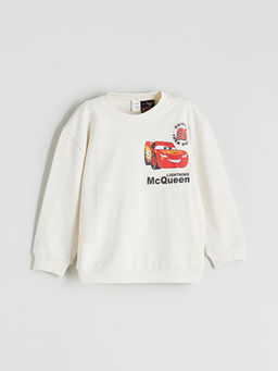 Bisiklet Yaka Uzun Kollu Arabalar Bask?l? Erkek Bebek Sweatshirt ve E?ofman Alt 2li Tak?m