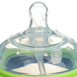 Бутылочка для кормления M&B, широкое горло Ø70 мм, от 6 мес, 250 мл, с ручками, силиконовая колба, зеленый