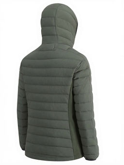 Куртка женская гибридная стёганая с капюшоном с графеновой подкладкой цвета хаки 9622_1Kh