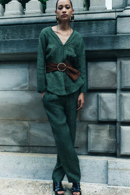 ZW COLLECTION 100% RAMIE PYJAMA-STYLE TROUSERS - Zara фото 7