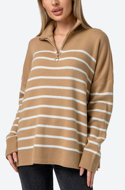 Женский джемпер оверсайз с воротником на молнии Happy Fox