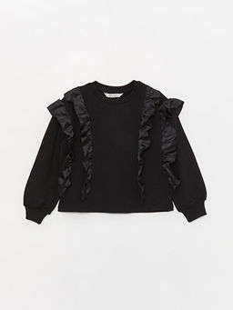Bisiklet Yaka F?rf?r Detayl? Uzun Kollu K?z ?ocuk Sweatshirt
