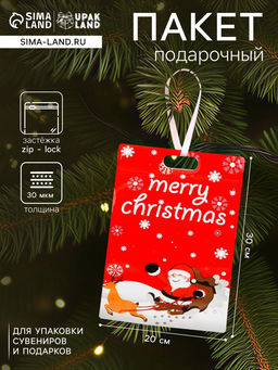 Цена за 50 шт. Пакет подарочный новогодний, С новым годом!, с zip-lock застежкой, 20?30+4.5 см