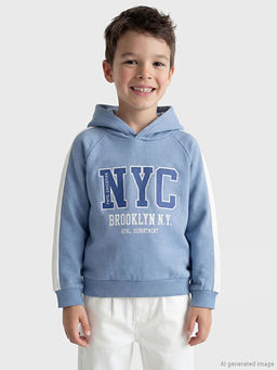 Kap??onlu NYC Bask?l? Erkek ?ocuk Sweatshirt
