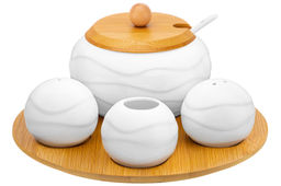 Набор 4 пр. 20,5*20,5*10 см Айсберг волны- Сахарница+Вазочка п/зубоч. и набор д/спец.2 пр.на бам.п - Elan gallery фото 20