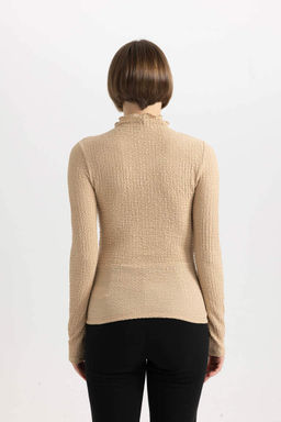 Облегающая футболка с длинным рукавом и полуводолазкой - Defacto фото 6