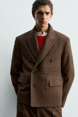 BOXY FIT CHECK SUIT BLAZER - Zara фото 5