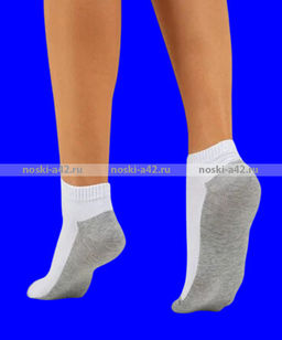 Цена за 10 пар. Женские носки женские укороченные белые (серая подошва)