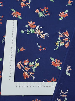 Штапель Премиум Цветочная пьеса на темно-синем, СОРТ2, ш.1.43м, вискоза-100%, 120гр/м.кв - Купава фото 12