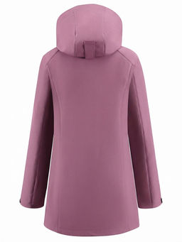 Парка женская софтшелл виндстоппер удлинённая с капюшоном малинового цвета 9614_1M