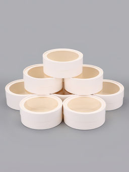 Набор круглых подарочных коробок с окном, завальцованные, белые, набор 8 шт., 15×6 см