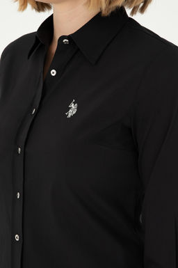 Рубашка женская U.S. Polo Assn. черная хлопок с эластаном  фото 14