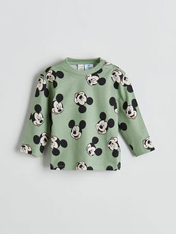 Bisiklet Yaka Mickey Mouse Bask?l? Erkek Bebek Pijama Tak?m?