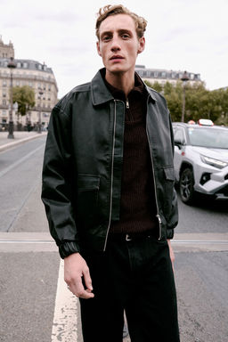 Siyah Fitted %100 PU Suni Deri Erkek Mont TMNAW26MO00004 - Trendyolmilla фото 8