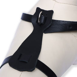 Шлейка кожаная, 1,2 см, для кошек и мелких пород собак, ОШ 26-34, ОГ 36-44, черная - Пижон фото 3