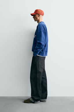 SUDADERA BOXY FIT TEXTOS ESTAMPADOS / Marino - Zara фото 4