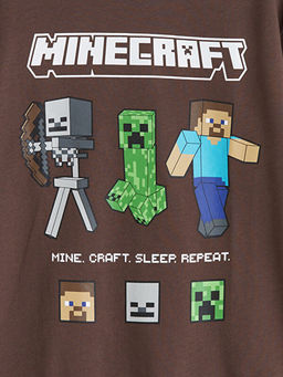 Bisiklet Yaka Minecraft Bask?l? Erkek ?ocuk Sweatshirt