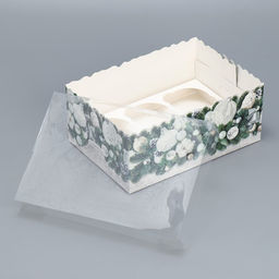 Цена за 5 шт. Коробка для капкейка «Снежные новогодние игрушки», 23×16×10 см