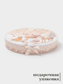 Набор тарелок новогодних «Лесное чудо», 2 шт., d=25.5 см, керамика, подарочная упаковка, бежевый