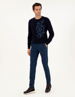 Lacivert Slim Fit Pamuk Kar___ml_ Kanvas Pantolon